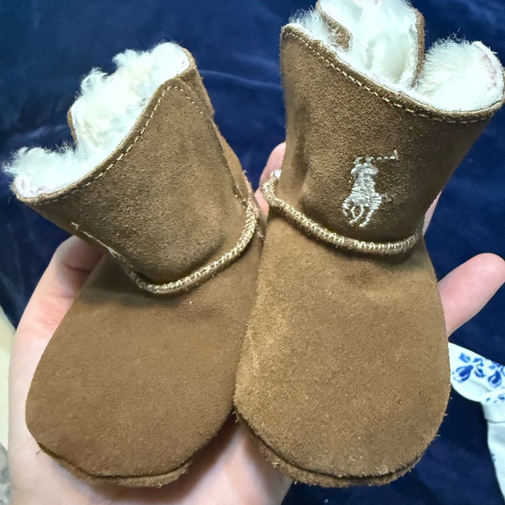 Ralph Lauren Brown Suede Baby Booties